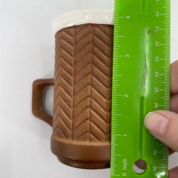 Miramar of California MCM vintage coffee mug brown herringbone pattern - Picture 6 of 6